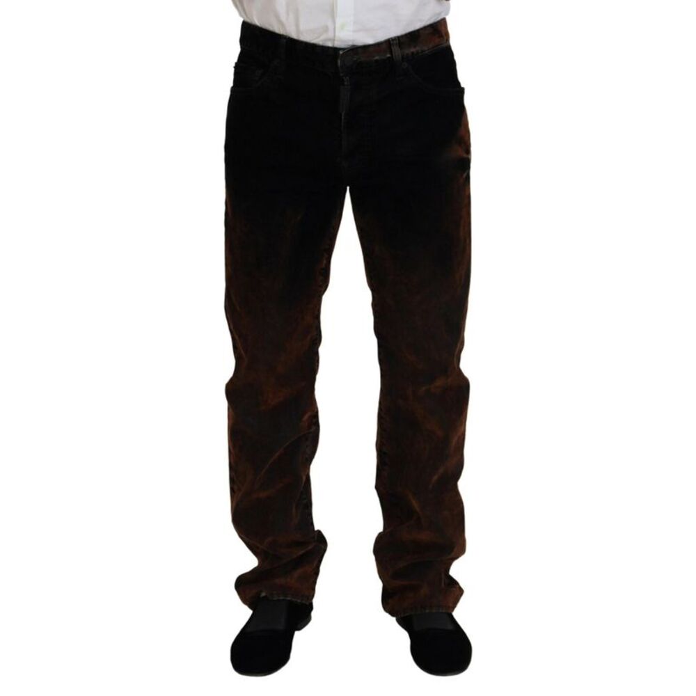 Dsquared² Brown Washed Cotton Straight Fit Casual Denim Men's Jeans (Pre-Owned)